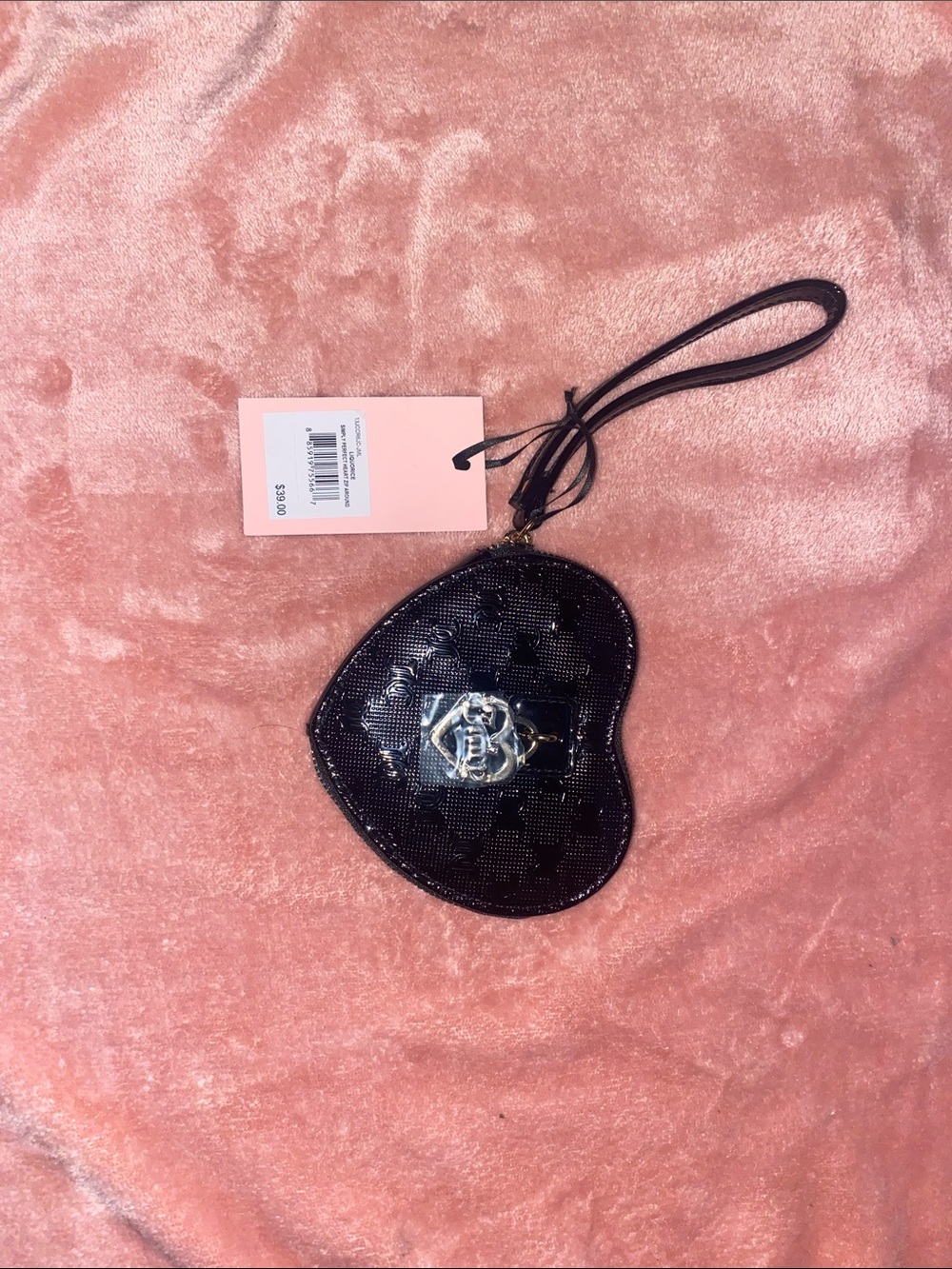 Juicy Couture Black Wristlet with Cream Logo Lining